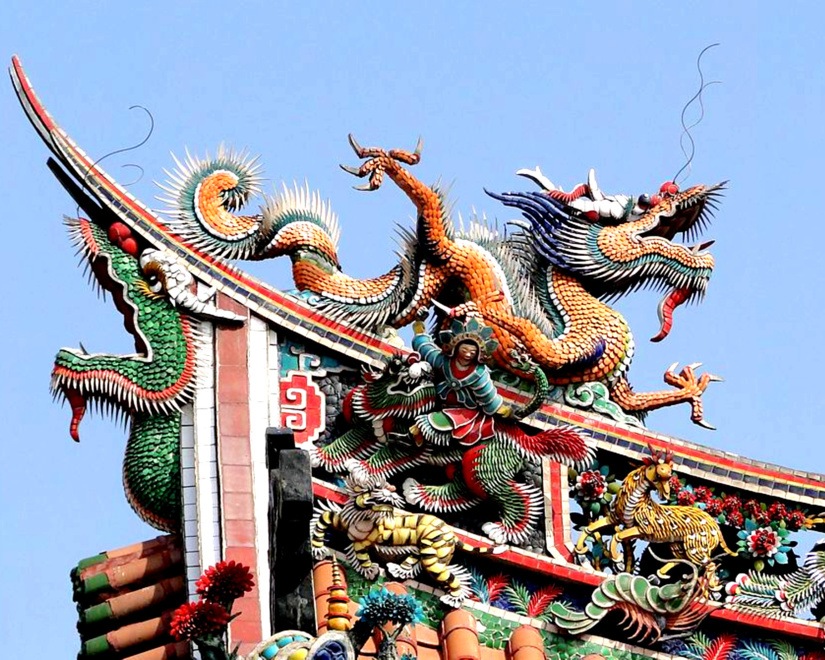 Copyright@Dragon sur le Sanctuaire principal du Temple de Longshan à Taïpei de Bernard Gagnon Copyright@Dragon sur le Sanctuaire principal du Temple de Longshan à Taïpei de Bernard Gagnon